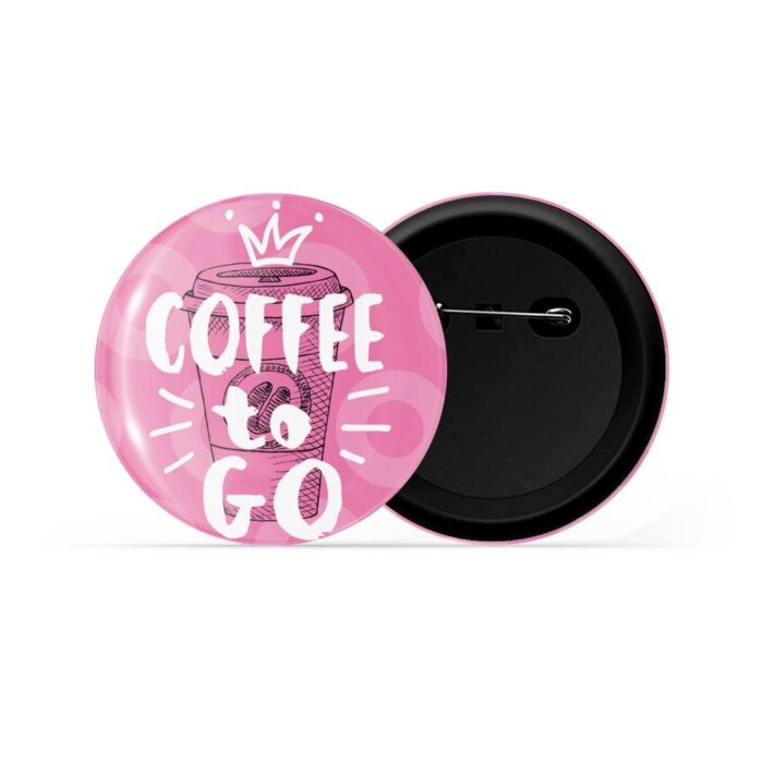 dhcrafts Pin Badges Pink Coffee To Go Glossy Finish Design Pack of 1