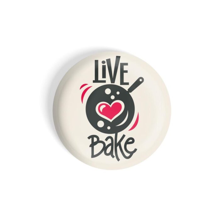 dhcrafts Pin Badges Grey Live Love Bake Glossy Finish Design Pack of 1