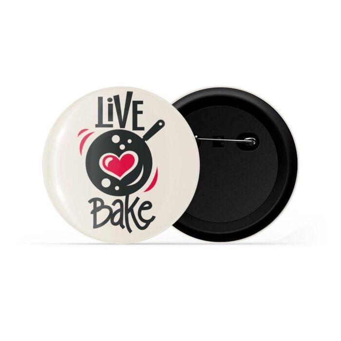 dhcrafts Pin Badges Grey Live Love Bake Glossy Finish Design Pack of 1