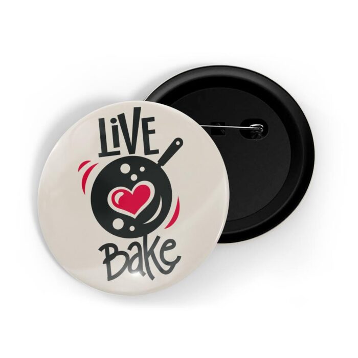 dhcrafts Pin Badges Grey Live Love Bake Glossy Finish Design Pack of 1