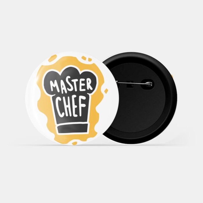 dhcrafts Pin Badges White Master Chef Glossy Finish Design Pack of 1