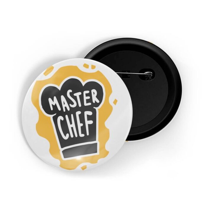 dhcrafts Pin Badges White Master Chef Glossy Finish Design Pack of 1