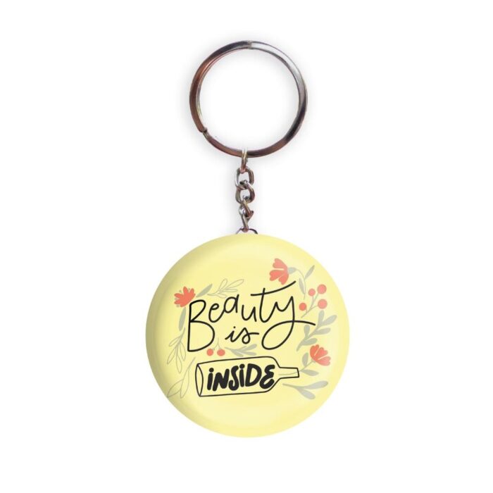 HOLA Keychains Yellow color Handmade Beauty Is Inside Glossy Finish Design Pack of 1