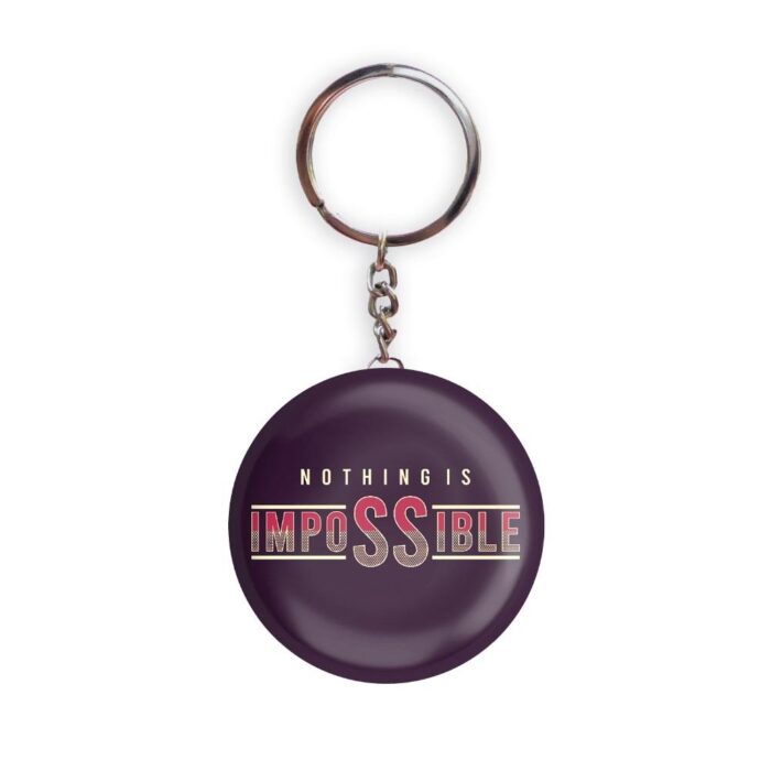 HOLA Keychains Brown color Handmade Nothing is Impossible Glossy Finish Design Pack of 2