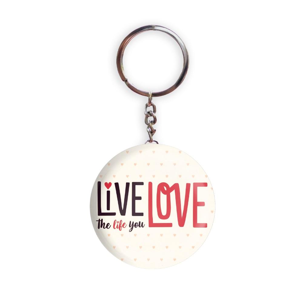 HOLA Keychains White color Handmade Live The Life You Love Glossy Finish  Design Pack of 1 - dhcrafts