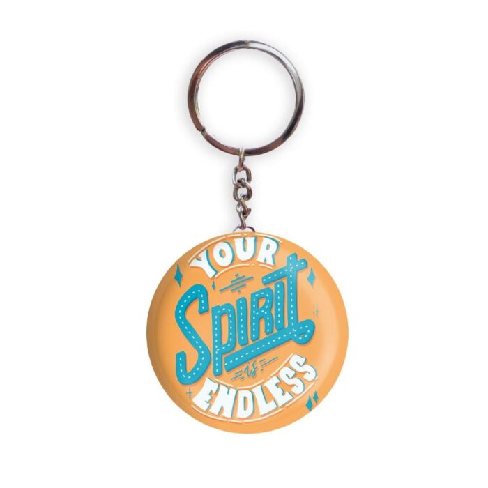 HOLA Keychains Orange color Handmade Your Spirit Is Endless Glossy Finish Design Pack of 1