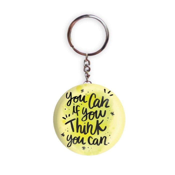 HOLA Keychains Yellow color Handmade You Can If You Think You Can D1 Glossy Finish Design Pack of 1