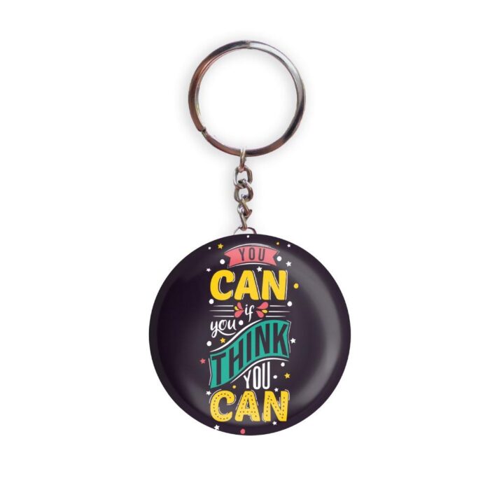 HOLA Keychains Black color Handmade You Can If You Think You Can D2 Glossy Finish Design Pack of 1
