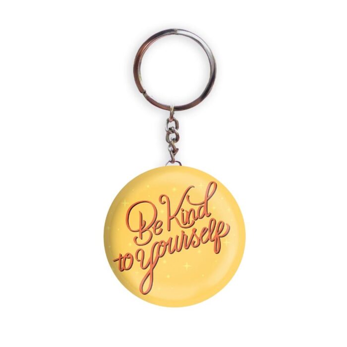 HOLA Keychains Yellow color Handmade Be Kind To Yourself D2 Glossy Finish Design Pack of 1