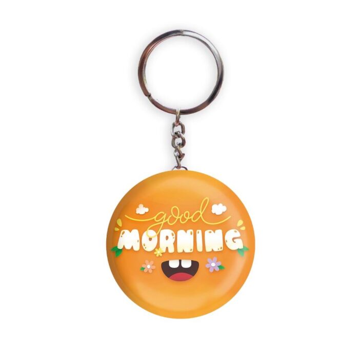 HOLA Keychains Orange color Handmade Good Morning D1 Glossy Finish Design Pack of 1