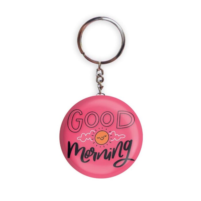 HOLA Keychains Pink color Handmade Good Morning D2 Glossy Finish Design Pack of 1