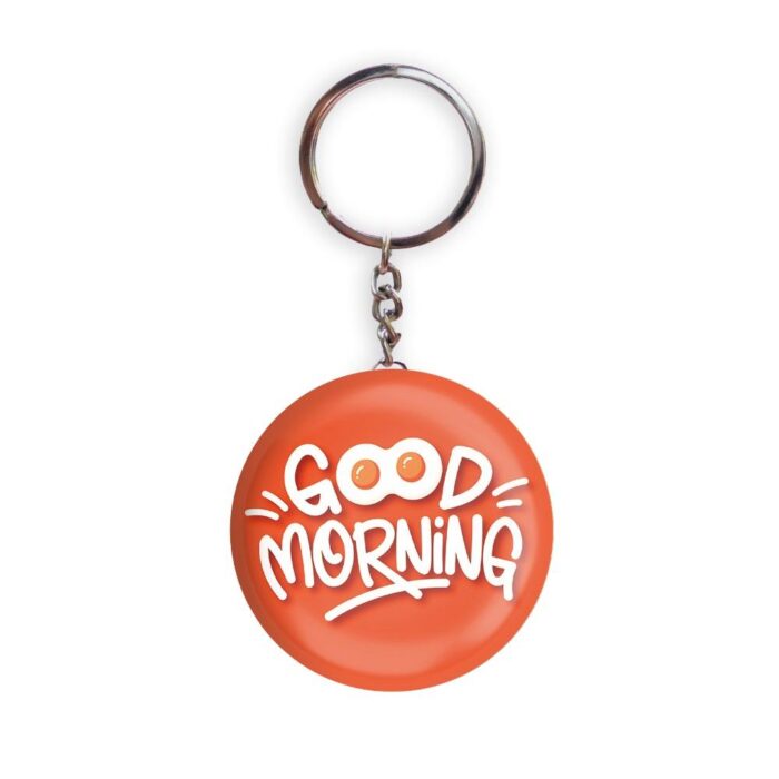 HOLA Keychains Orange color Handmade Good Morning D3 Glossy Finish Design Pack of 1