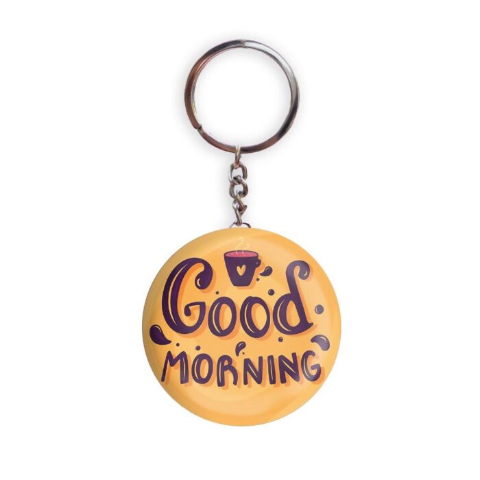 HOLA Keychains Orange color Handmade Good Morning D4 Glossy Finish Design Pack of 1