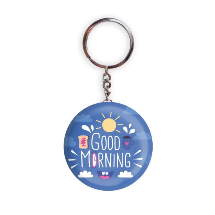 HOLA Keychains Blue color Handmade Good Morning D5 Glossy Finish Design Pack of 1