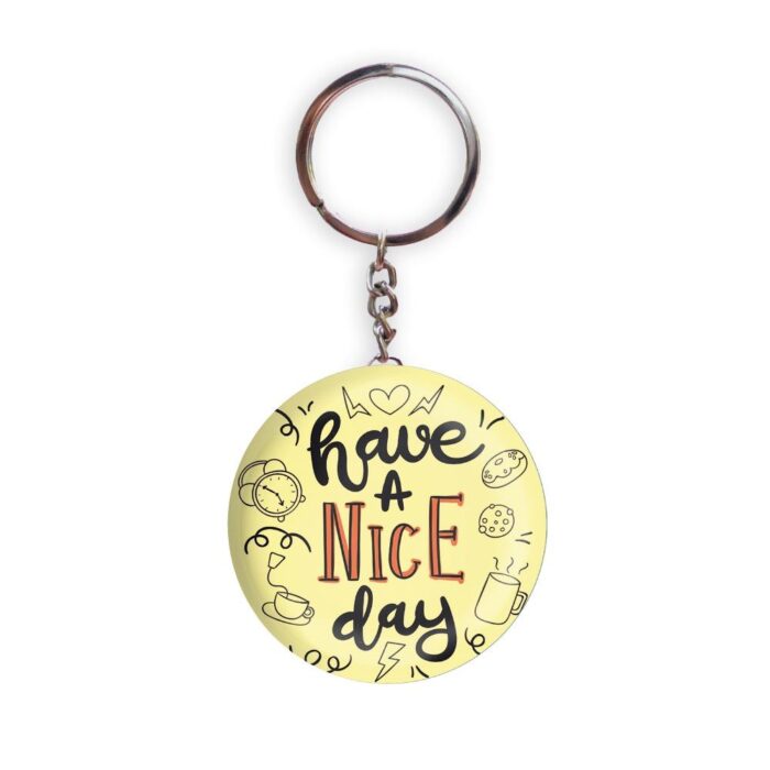 HOLA Keychains Yellow color Handmade Have A Nice Day Glossy Finish Design Pack of 1