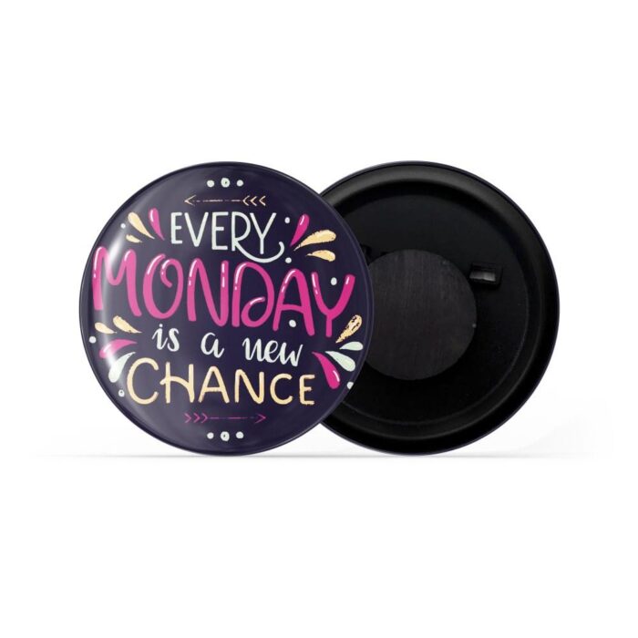 dhcrafts Blue color Fridge Magnet Every Monday Is A New Chance Glossy Finish Design Pack of 1