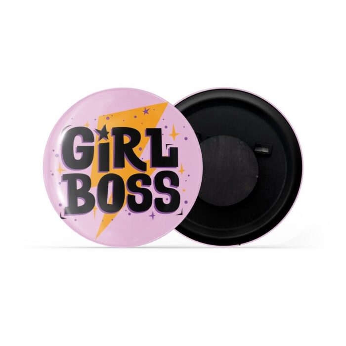 dhcrafts Pink Color Fridge Magnet Girl Boss Glossy Finish Design Pack of 1