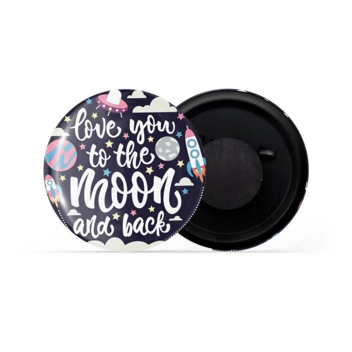dhcrafts Black Color Fridge Magnet Love You To The Moon And Back D2 Glossy Finish Design Pack of 1