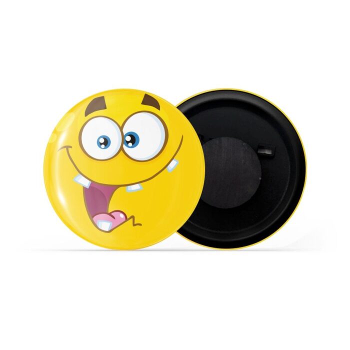 dhcrafts Yellow Color Fridge Magnet Grinning Face with Big Eyes And goofy teeth Emoji Glossy Finish Design Pack of 1