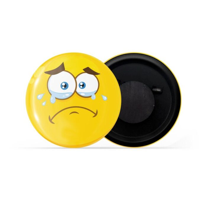 dhcrafts Yellow Color Fridge Magnet Crying Face with tears Emoji Glossy Finish Design Pack of 1