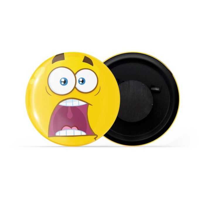 dhcrafts Yellow Color Fridge Magnet Scared Face Emoji Glossy Finish Design Pack of 1