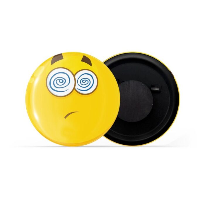 dhcrafts Yellow Color Fridge Magnet Dizzy Face Emoji Glossy Finish Design Pack of 1