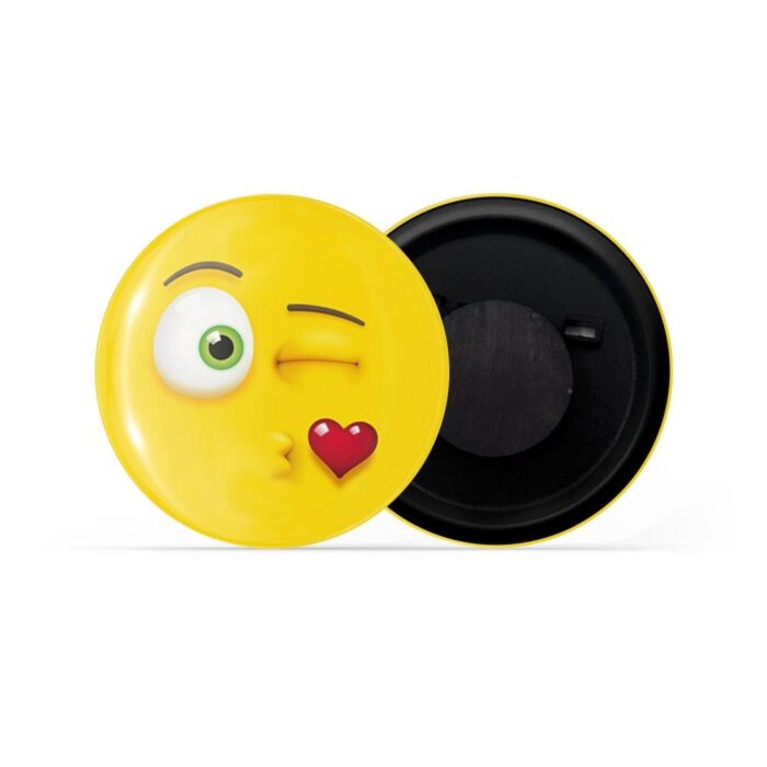 dhcrafts Yellow Color Fridge Magnet Face With Winking And Kissing Emoji Glossy Finish Design Pack of 1