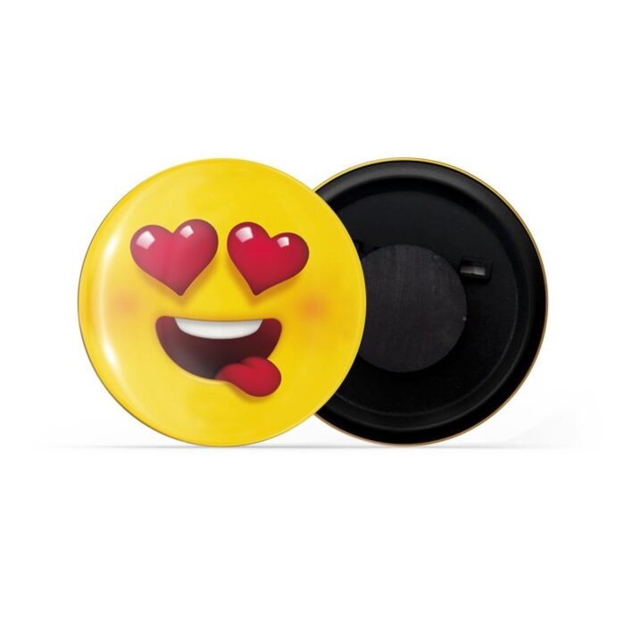 dhcrafts Yellow Color Fridge Magnet Loving Face Emoji Glossy Finish Design Pack of 1