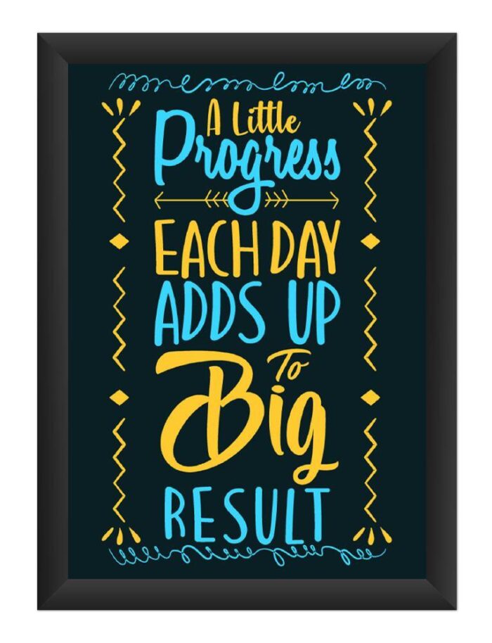 dhcrafts Photo Frames Black Color Synthetic Wood and Acrylic Glass A Little Progress Each day Add up to big result Design A4 Size (12X8) Inch Pack of 1