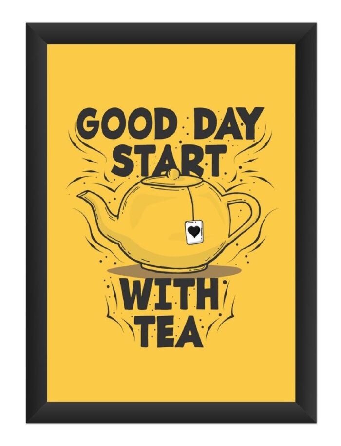 dhcrafts Photo Frames Black Color Synthetic Wood and Acrylic Glass good day starts with a tea Design A4 Size (12X8) Inch Pack of 1