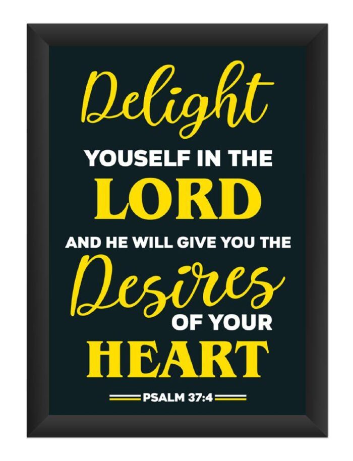 dhcrafts Photo Frames Black Color Synthetic Wood and Acrylic Glass Delight Yourself In The Lord And He Will Give You The Desires Of Your Heart Design A4 Size (12X8) Inch Pack of 1