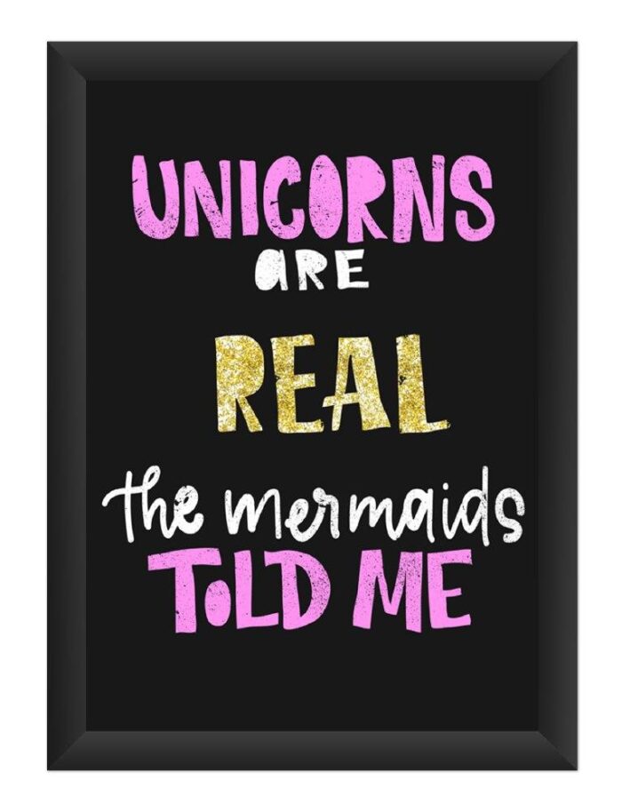 dhcrafts Photo Frames Black Color Synthetic Wood and Acrylic Glass Unicorns Are Real Mermaid Told Me D2 Design A4 Size (12X8) Inch Pack of 1