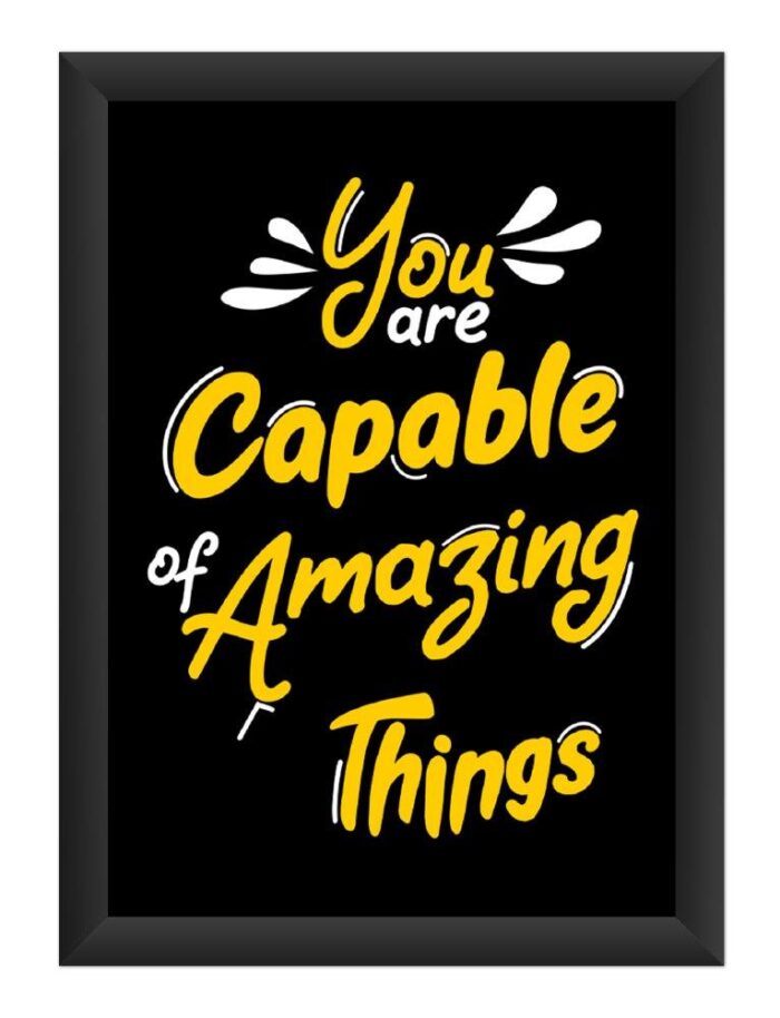 dhcrafts Photo Frames Black Color Synthetic Wood and Acrylic Glass You Are Capable Of Amazing Things Design A4 Size (12X8) Inch Pack of 1