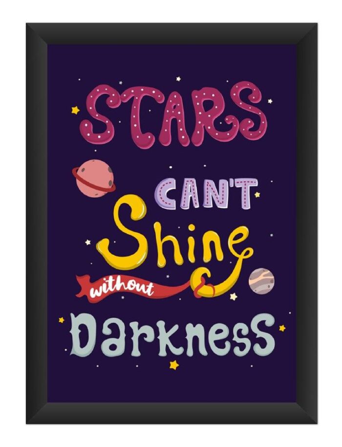 dhcrafts Photo Frames Black Color Synthetic Wood and Acrylic Glass Stars Can't Shine Without Darkness Design A4 Size (12X8) Inch Pack of 1