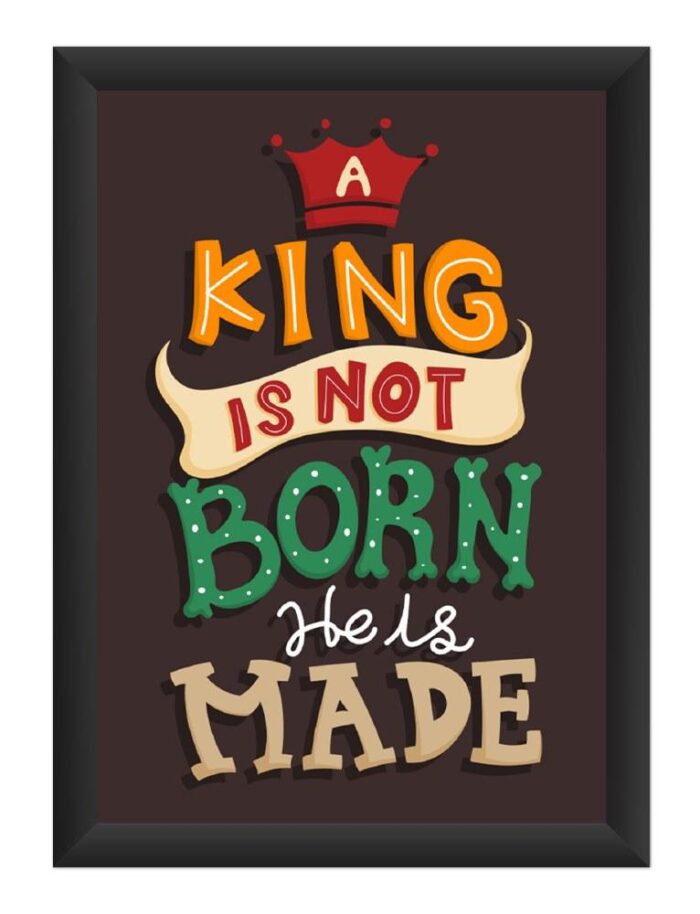 dhcrafts Photo Frames Black Color Synthetic Wood and Acrylic Glass King Is Not Born He Is Made Design A4 Size (12X8) Inch Pack of 1