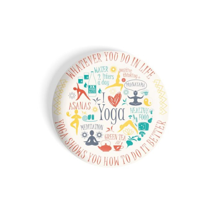 dhcrafts Pin Badges White Whatever You Do In Life Yoga Shows How To Do Better D7 Glossy Finish Design Pack of 1