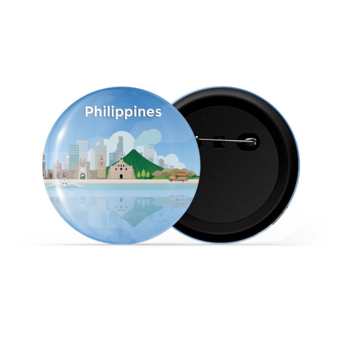 dhcrafts Pin Badges Blue Color Places Phillppines Asia Glossy Finish Design Pack of 1