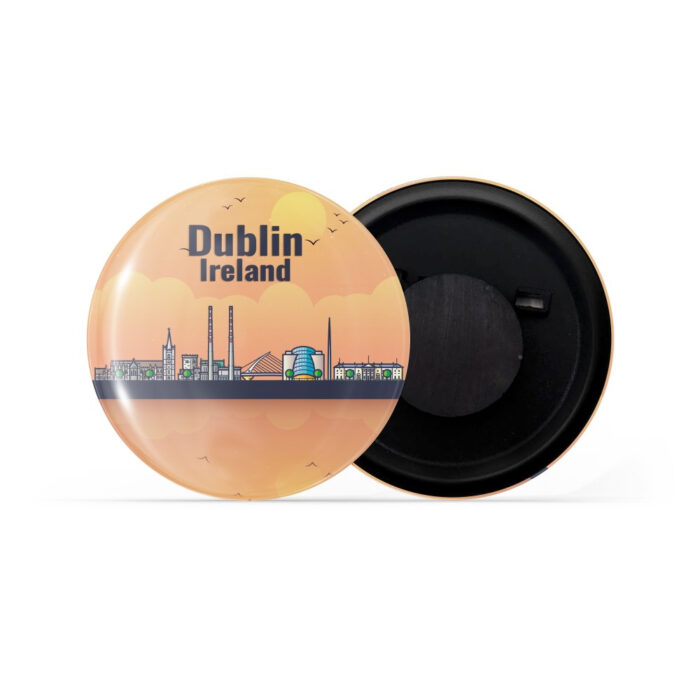 dhcrafts Fridge Magnet Orange Dulbin Ireland Glossy Finish Design Pack of 1 (58mm)
