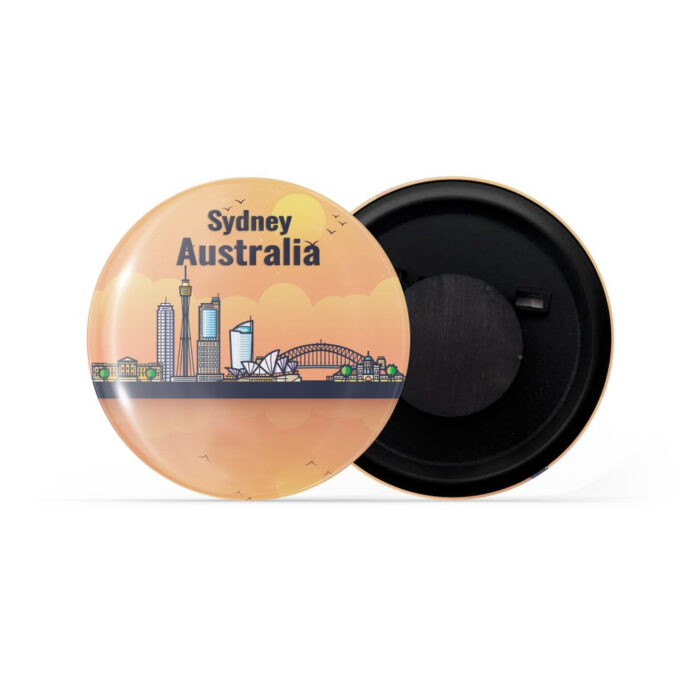dhcrafts Fridge Magnet Orange Sydney Australia Glossy Finish Design Pack of 1 (58mm)