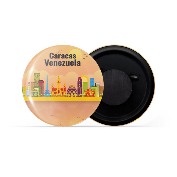 dhcrafts Fridge Magnet Orange Caracas Venezuela Glossy Finish Design Pack of 1 (58mm)