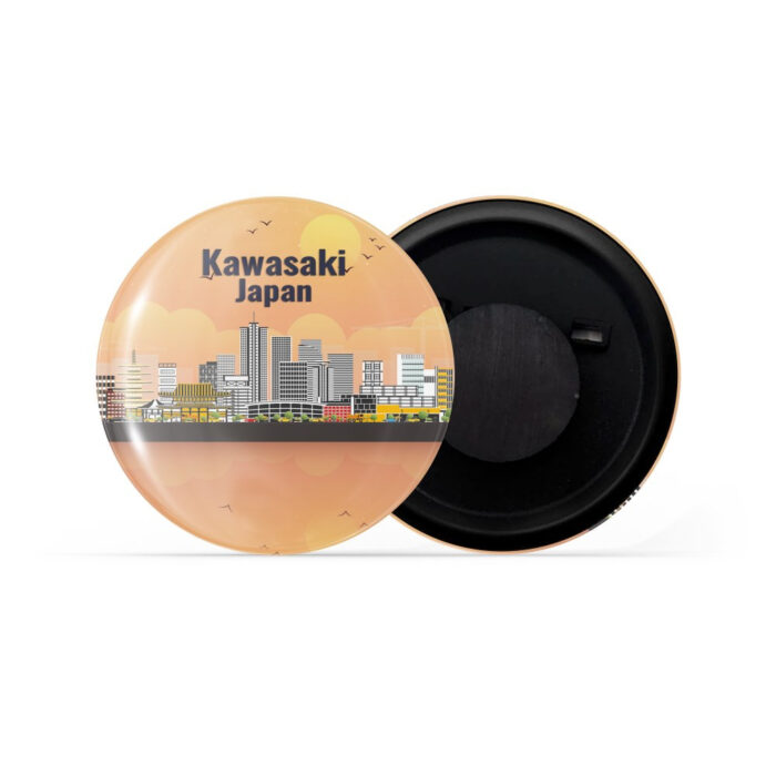 dhcrafts Fridge Magnet Orange Kawasaki Japan Glossy Finish Design Pack of 1 (58mm)