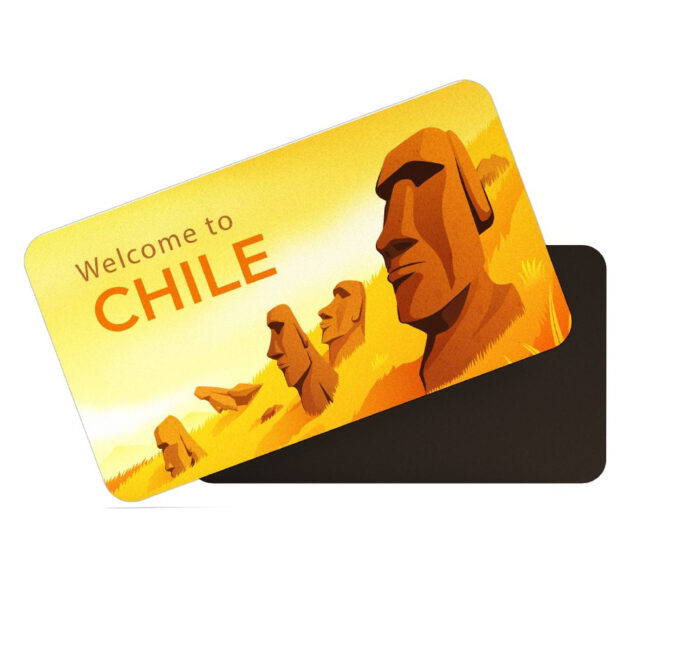 dhcrafts Rectangular Rubber Fridge Magnet / Magnetic Card Multicolor Chile D2 Design Pack of 1 (8.6cm x 5.4cm)