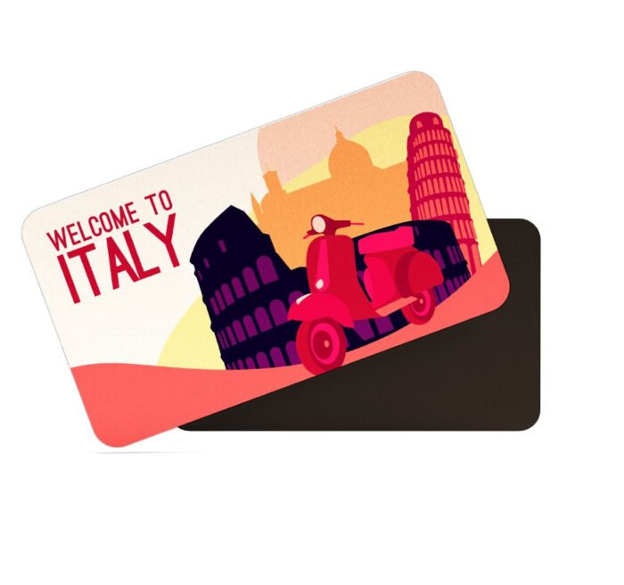 dhcrafts Rectangular Rubber Fridge Magnet / Magnetic Card Multicolor Italy D5 Design Pack of 1 (8.6cm x 5.4cm)