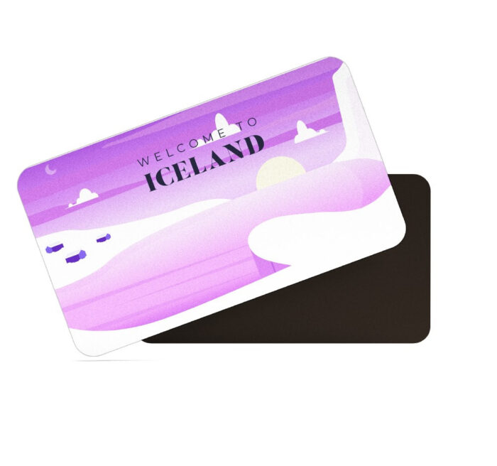 dhcrafts Rectangular Rubber Fridge Magnet / Magnetic Card Purple Iceland Design Pack of 1 (8.6cm x 5.4cm)