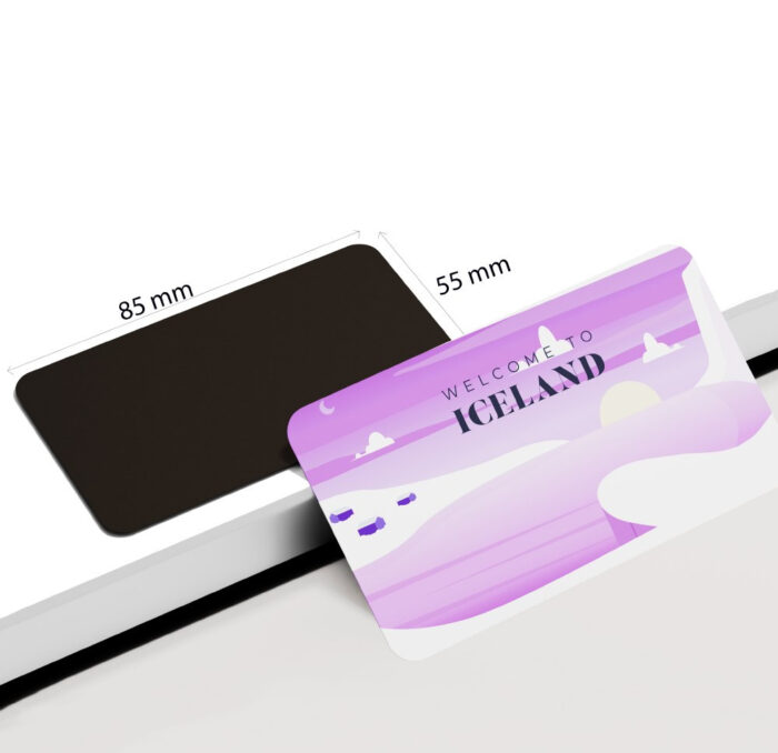 dhcrafts Rectangular Rubber Fridge Magnet / Magnetic Card Purple Iceland Design Pack of 1 (8.6cm x 5.4cm)