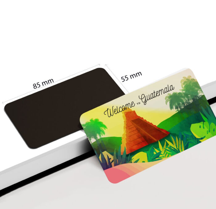 dhcrafts Rectangular Rubber Fridge Magnet / Magnetic Card Multicolor Guatemala Design Pack of 1 (8.6cm x 5.4cm)