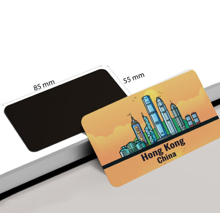 dhcrafts Rectangular Rubber Fridge Magnet / Magnetic Card Orange China Hong Kong Design Pack of 1 (8.6cm x 5.4cm)