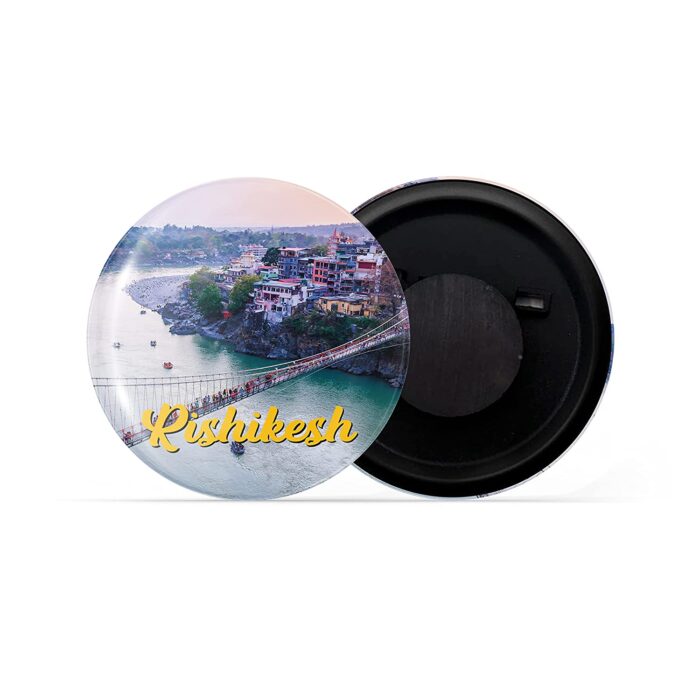 dhcrafts Fridge Magnet Multicolor Uttarakhand Rishikesh Glossy Finish Design Pack of 1 (58mm)