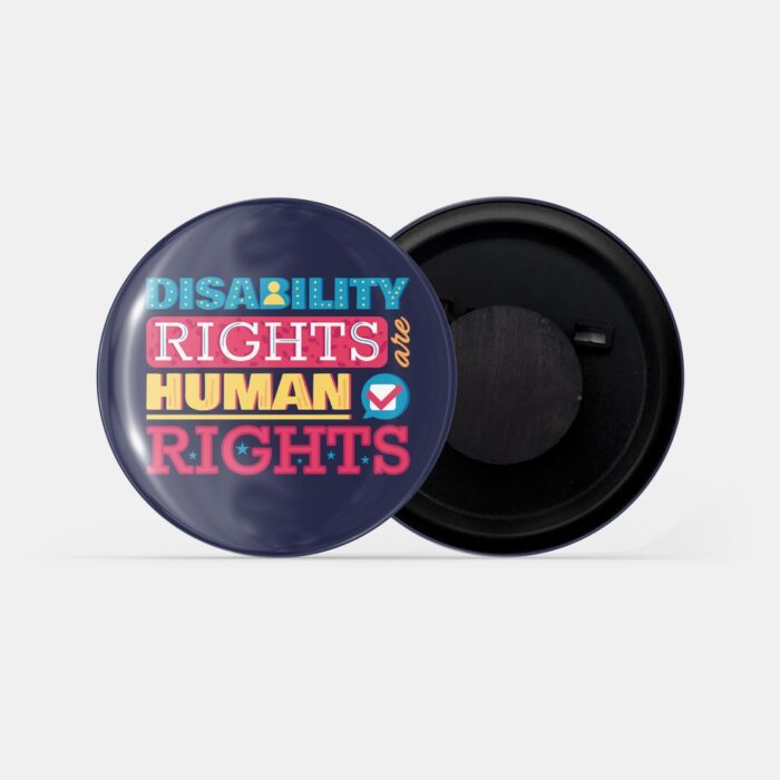 dhcrafts Fridge Magnet Blue Disability Rights Are Human Rights Glossy Finish Design Pack of 1 (58mm)