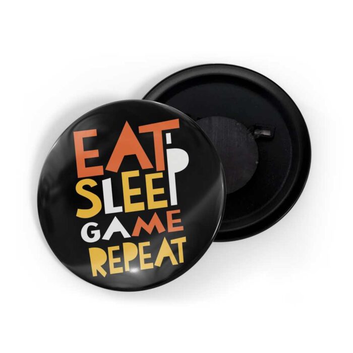 dhcrafts Fridge Magnet Black Eat Sleep Game Repeat Glossy Finish Design Pack of 1 (58mm)